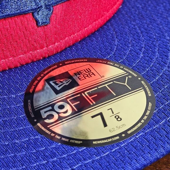 New Era MLB Phillies Fitted Hat Cap 7 7/8 Red Blue 59Fifty Bating Practice New - Picture 3 of 16